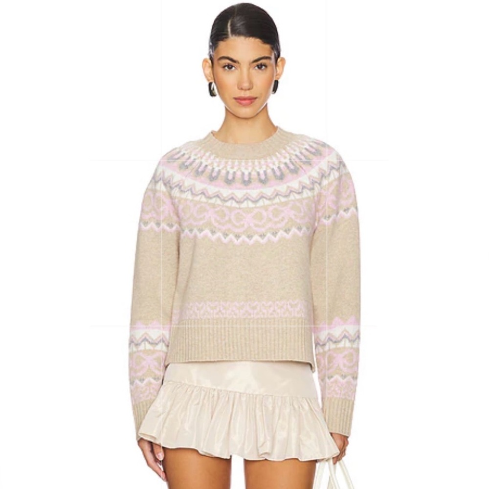 LoveShackFancy NEW Charlesey Pullover Sweater French Toast XL